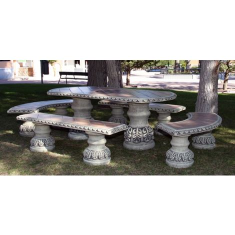 Conjunto mesa jardin piedra